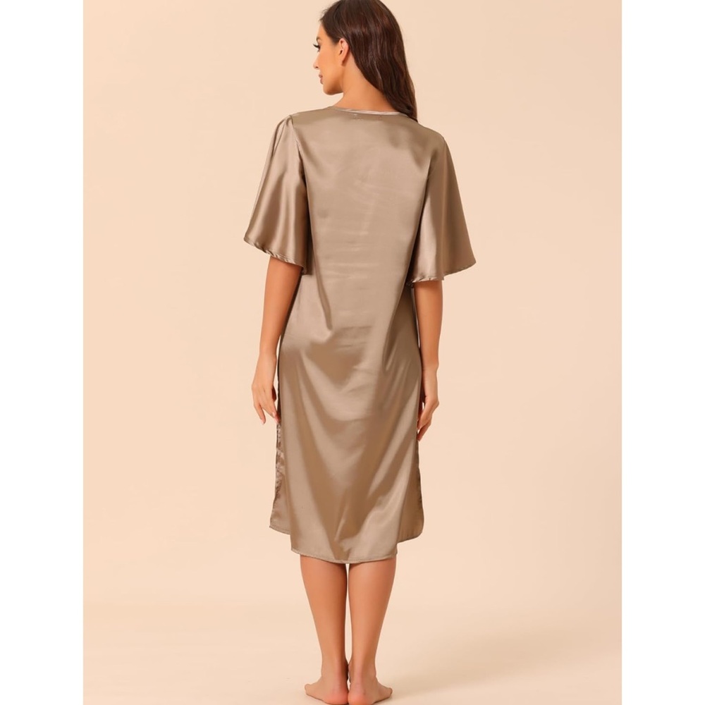 Light Brown Satin Nightgown Dress - Picture 3 of 10